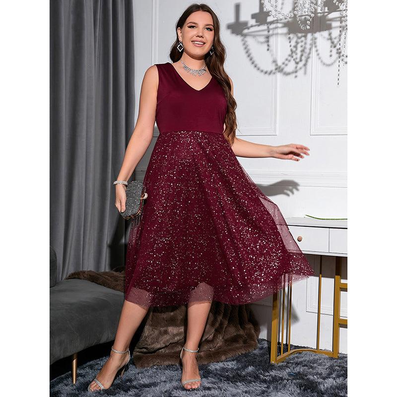 Women's V-neck Temperament Slim Polka-dot High-end Dress - Trendha