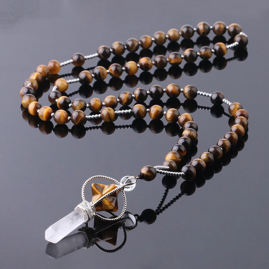 Natural White Crystal Column Natural Stone Necklace - Trendha