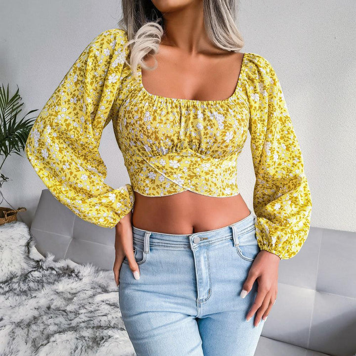 Ditsy Floral Crisscross Cropped Top - Trendha