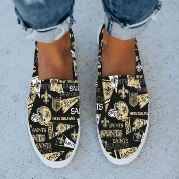 Women Casual Printing Letter Pattern Round Toe Flat Canvas Shoes - Trendha