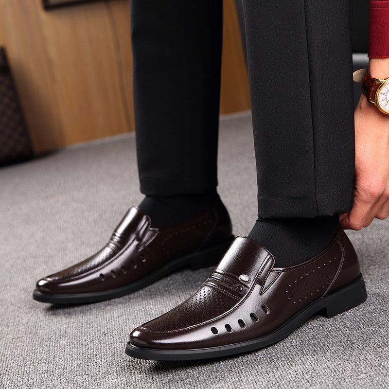 Pointed British Men's Business Formal Wear Hollow Ankle Shoes - Trendha