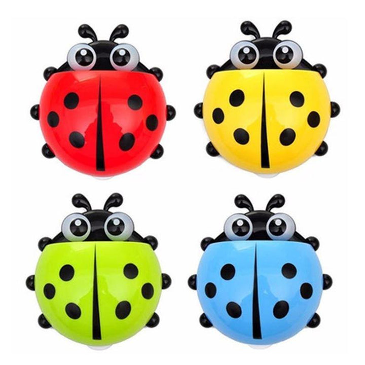 4 Color Toothbrush Cup Holder Storage Rack for Home Bathroom Organizer Ladybug Toothbrush Holder Strong Suction Cup Creative Cartoon PVC Wall Mount - Trendha