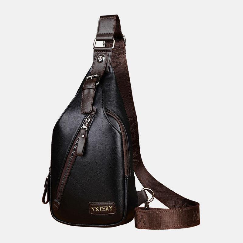 Men Faux Leather Retro Business Travel Chest Bag Crossbody Bag - Trendha