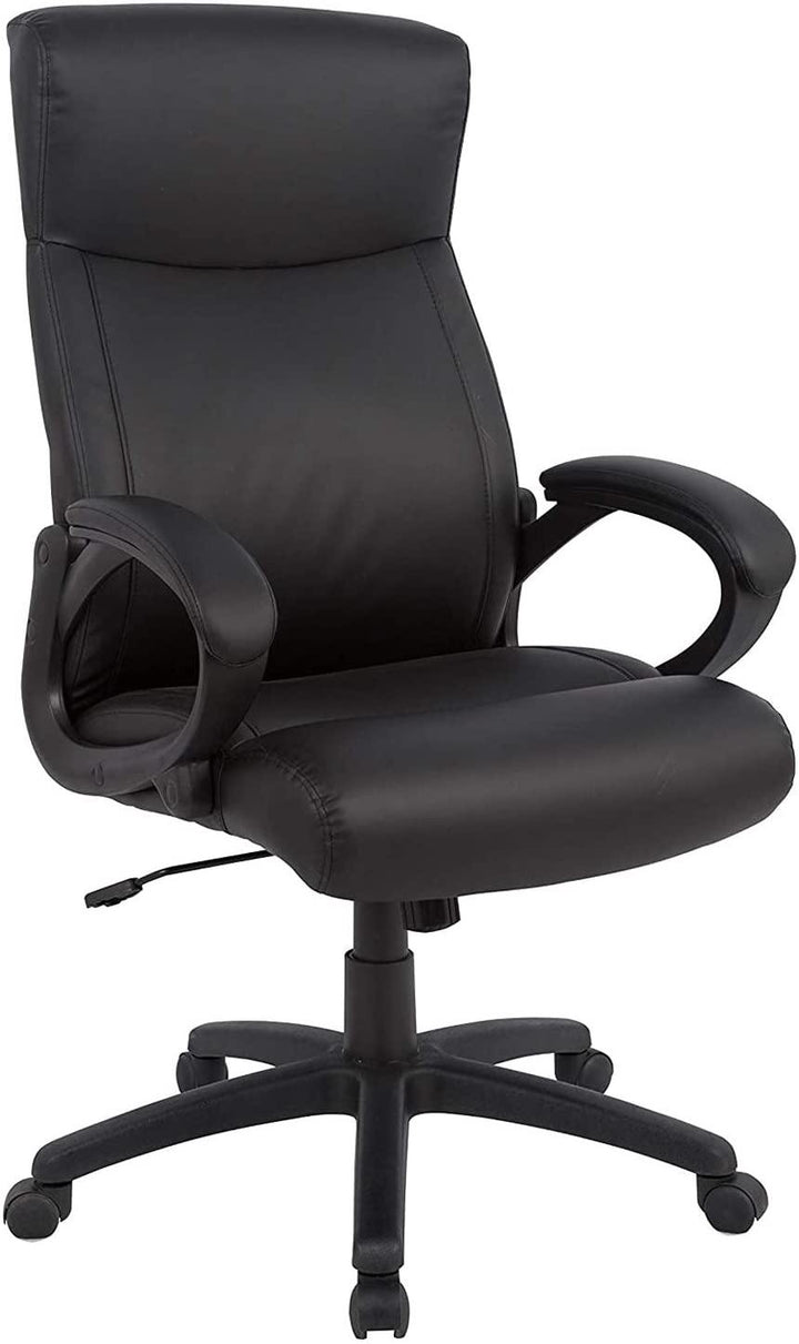 Office Chair Ergonomic Desk Chair with Padded Armrests Executive PU Leather Computer Chair High Back Adjustable Swivel Task Chair with Lumbar Support Black - Trendha