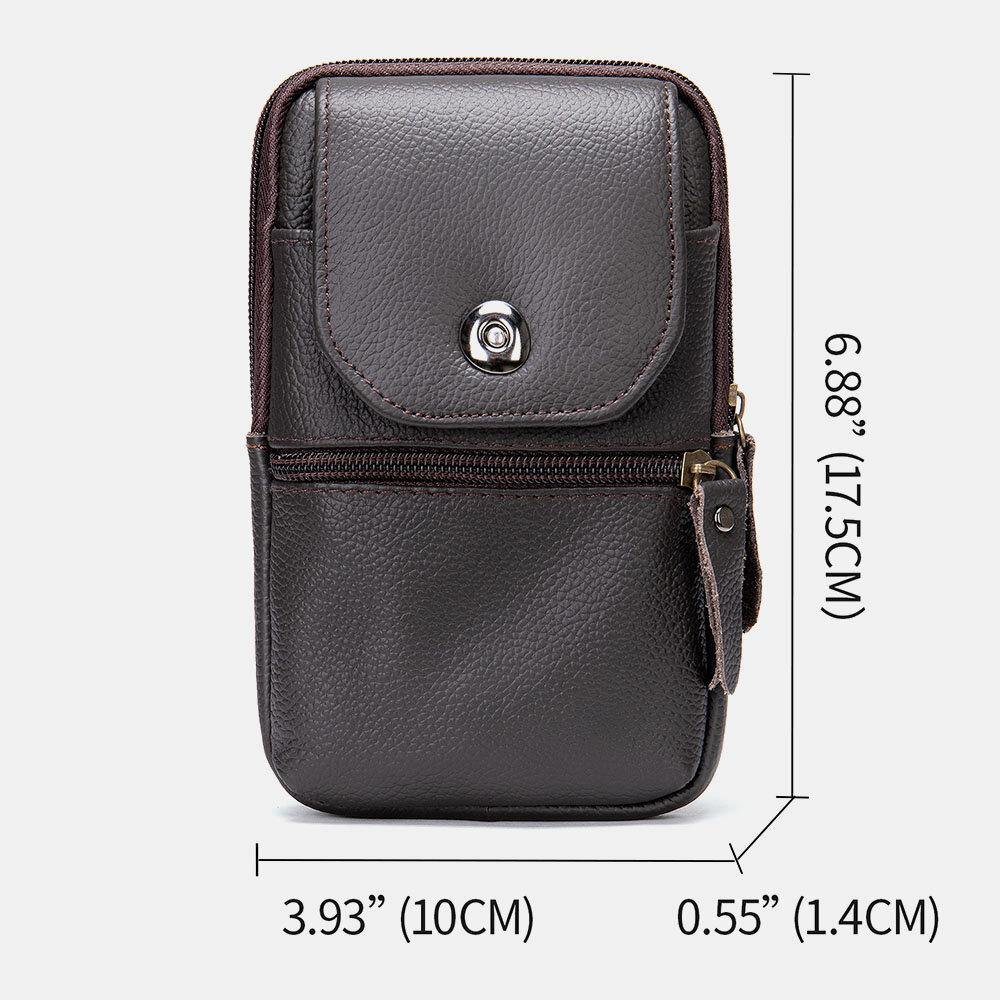 Men Genuine Leather Multifunctional Vintage 6.3 Inch Phone Bag Card Case Cowhide Waist Bag - Trendha
