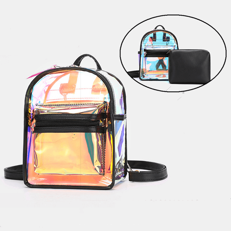 Women 2Pcs Transparent Jelly Multi-carry Mini Backpack Crossbody Bag Handbag - Trendha