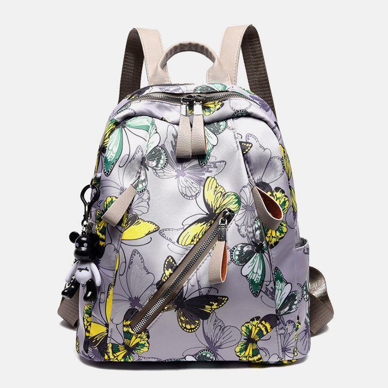Women Waterproof Multi-carry Butterfly Pattern Casual Outdoor Backpack - Trendha