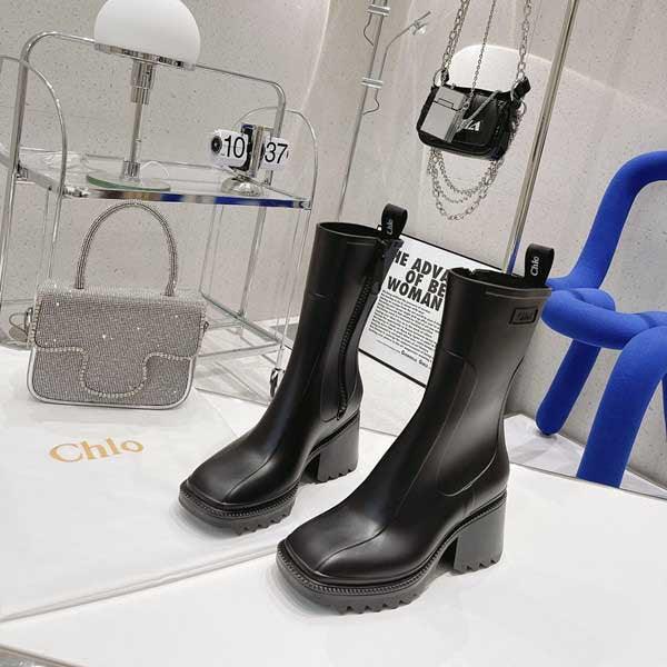Short Rain Boots With Letters And Non-Slip High Heels - Trendha