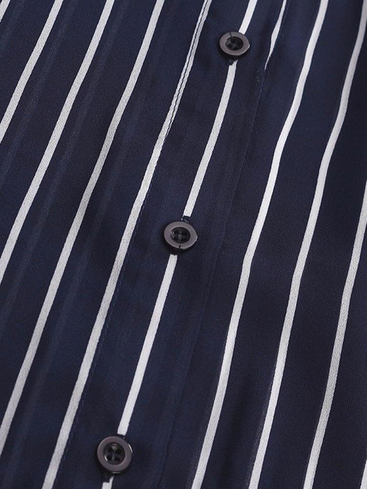 ZANZEA Stripe Printed Button Sleeveless Blouses - Trendha