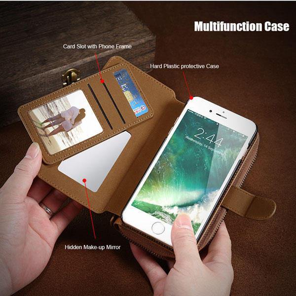 FLOVEME 4.7-5.5 inches Cell Phone Case Men Women Clutch Bag PU Leather Wallet for iphone - Trendha