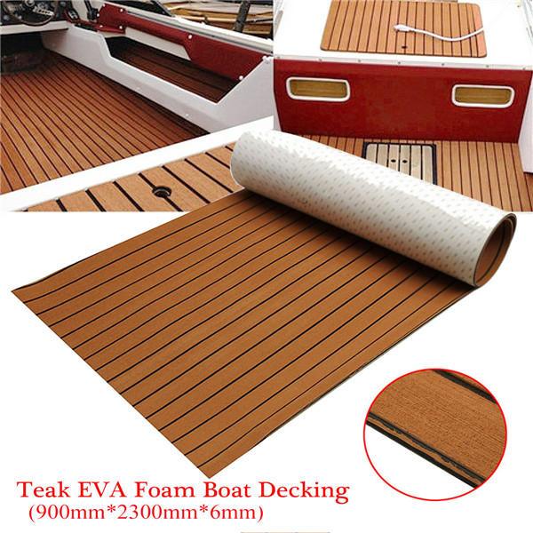 900x2300x6mm EVA Foam Teak Brown With Black Line Faux Teak Boat Decking Sheet - Trendha