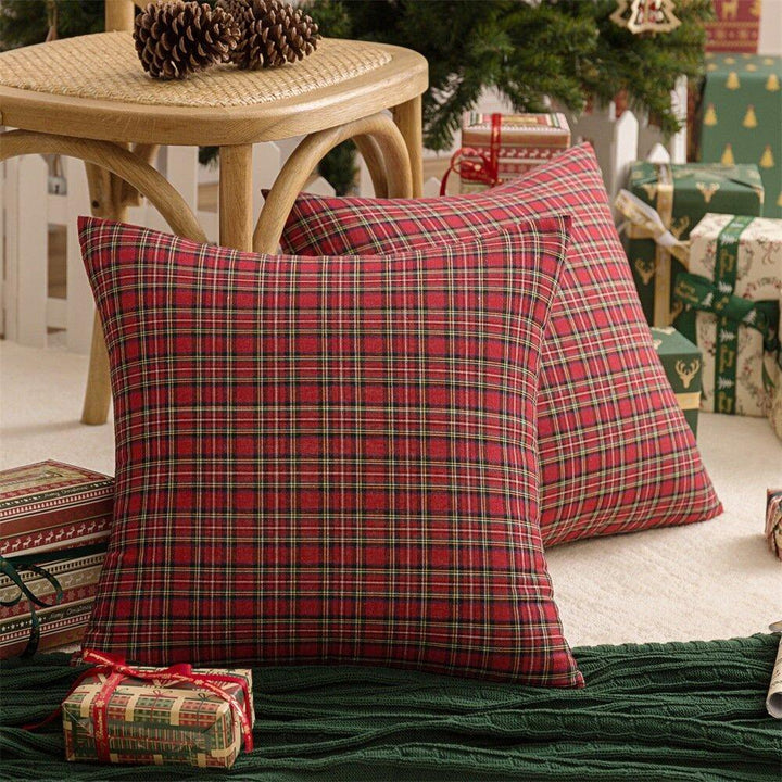 1PC Square Pillow Case Christmas Scottish Plaid Throw Waist Cushion Cover 18" - Trendha