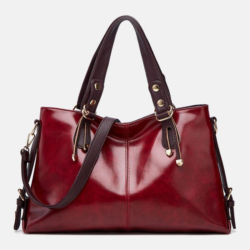 Women Faux Leather Retro Lychee Pattern Large Capacity Handbag Shoulder Bag Crossbody Bag Tote - Trendha