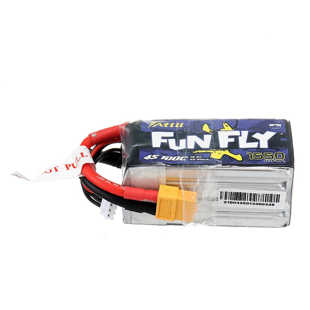 TATTU Funfly 14.8V 1550mAh 100C 4S XT60 Plug Lipo Battery for Emax HAWK 5 FPV Racing Drone - Trendha
