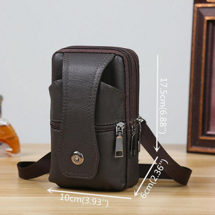 Men Genuine Leather Business Multi-carry 6.3 Inch Phone Bag Waist Bag - Trendha