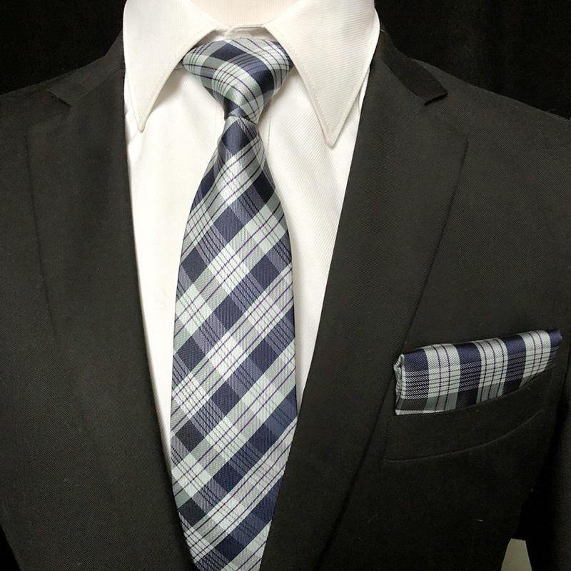 Mens Business Professional Woven Classic Check Tie - Trendha