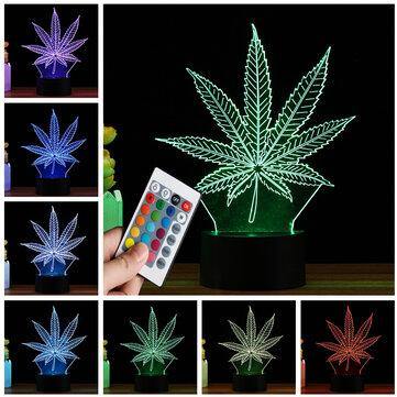 3D LED Maple Leaf Table Lamp Remote Control Touch Night Light Color Change Gift - Trendha
