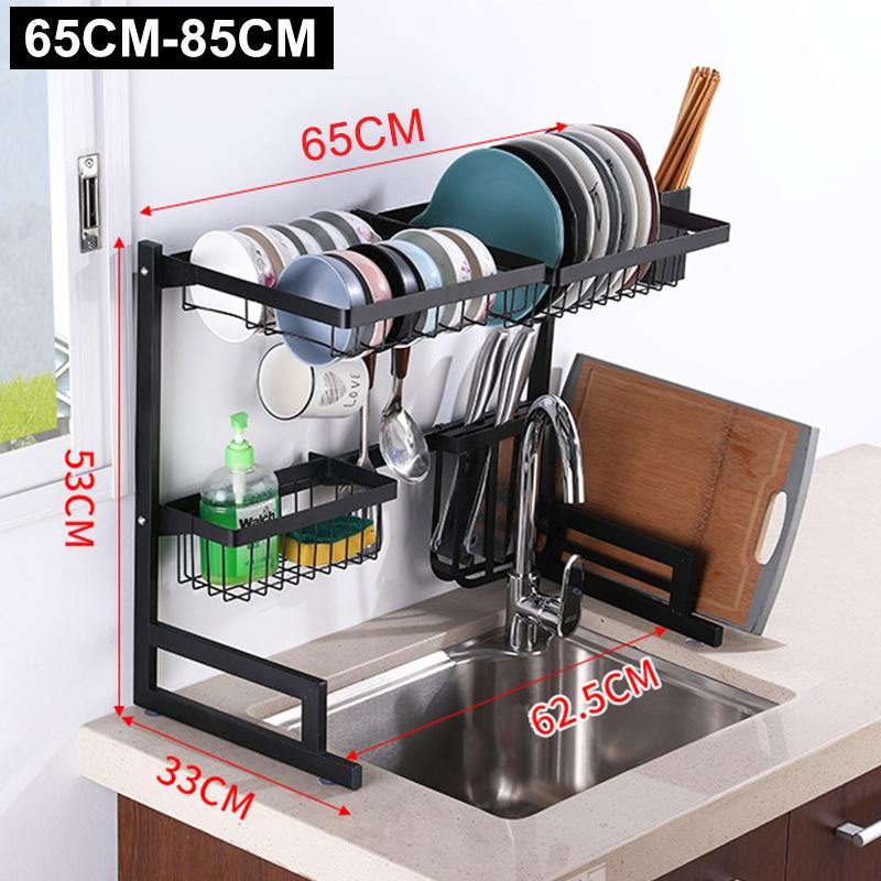 Sink Storage Rack 65/85CM Kitchen Over Sink Dish Drying Drain Shelf Dish Chopsticks Storage Holder Organizer - Trendha