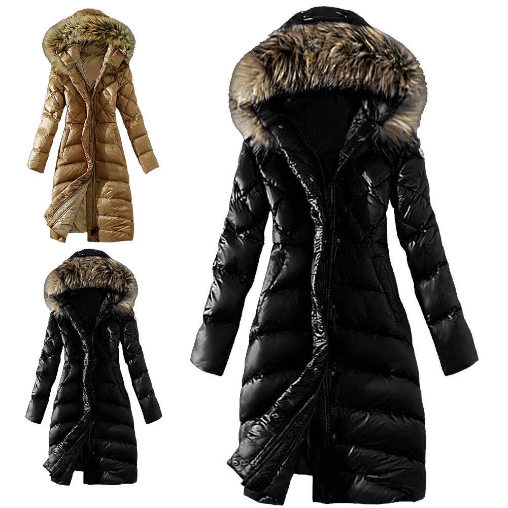 New Style Slim Down Coat With Large Fur Collar Imitation Raccoon - Trendha