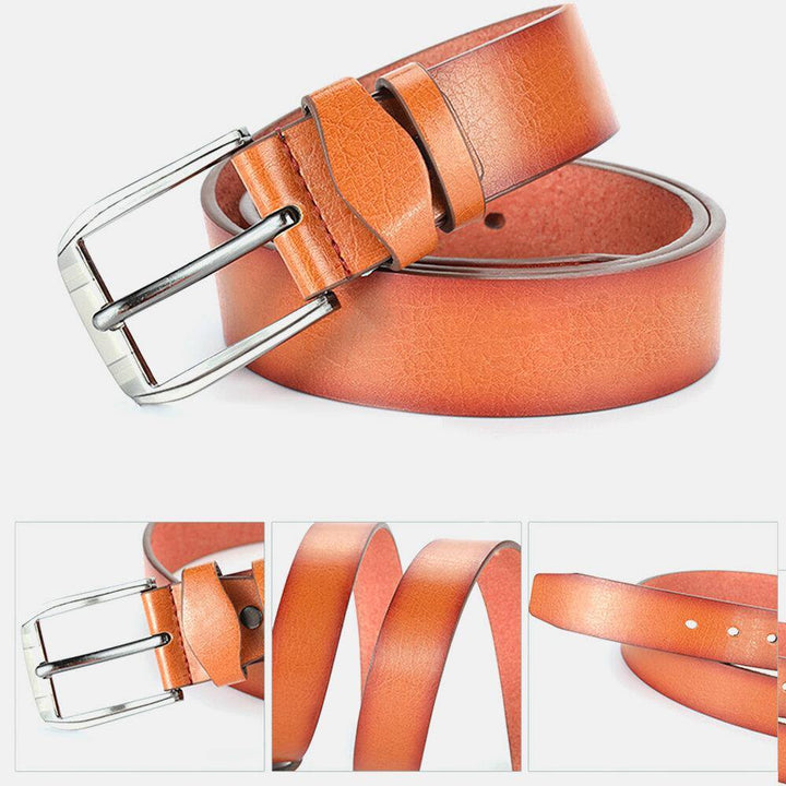 Men Faux Leather 120CM Pin Buckle Business Casual Fashion Leather Pants Belt - Trendha