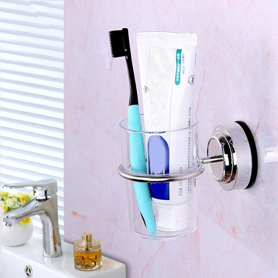 304 Stainless Steel Suction Cup Toothbrush Tumbler Holder Bathroom Cup Holder - Trendha