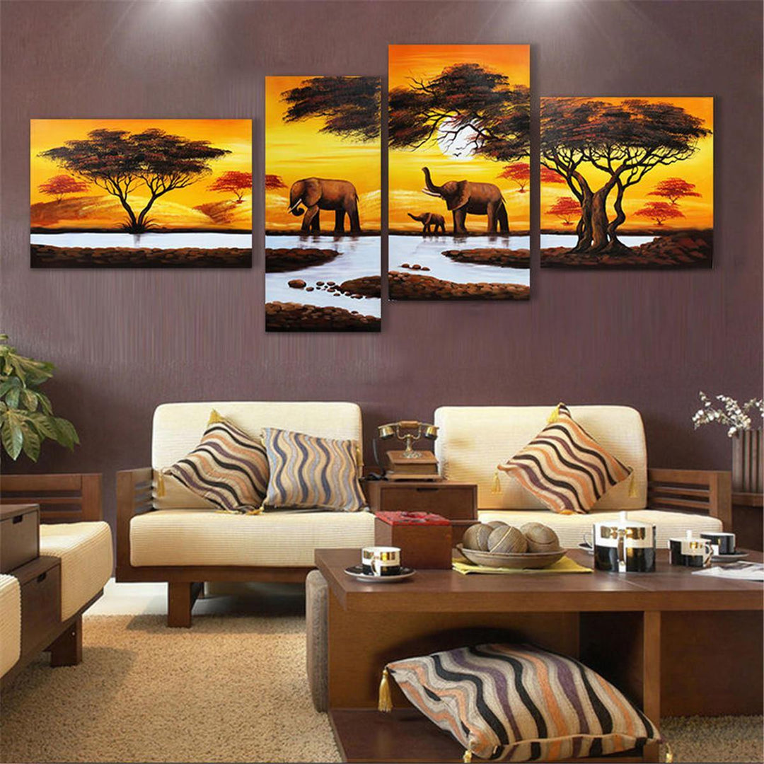 5 Piece HD Elephant Forest Canvas Print Poster Wall Art Paintings Home Decor - Trendha