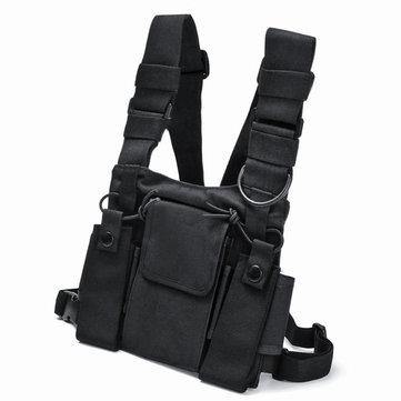 Chest 3 Pocket Harness Nylon Bag Pack Backpack Holster for Radio Walkie Talkie Two Way Radio - Trendha