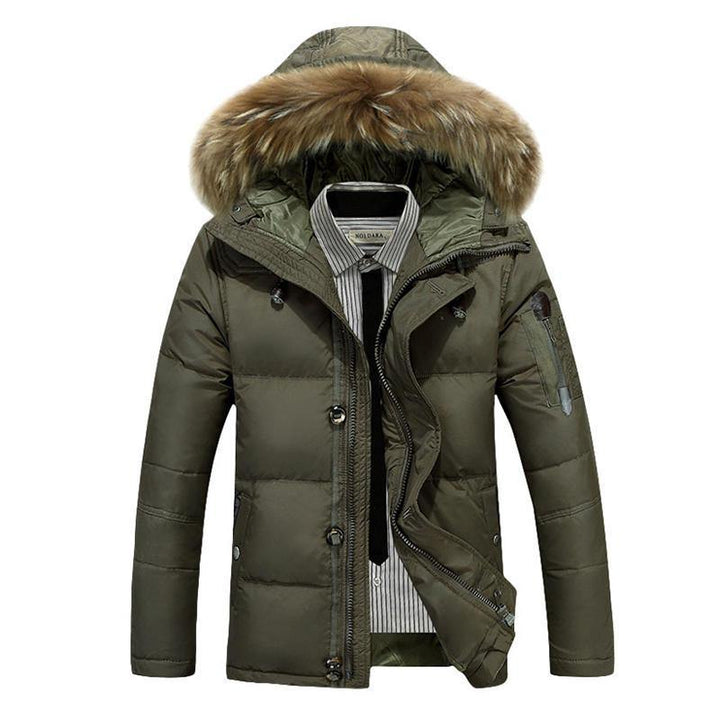 Mens Winter Thick Warm Down Jacket Furry Hood Padded Parka - Trendha