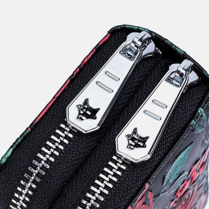 Women 10 Card Slots Rfid Genuine Leather Short Zipper Coin Purse Wallet - Trendha