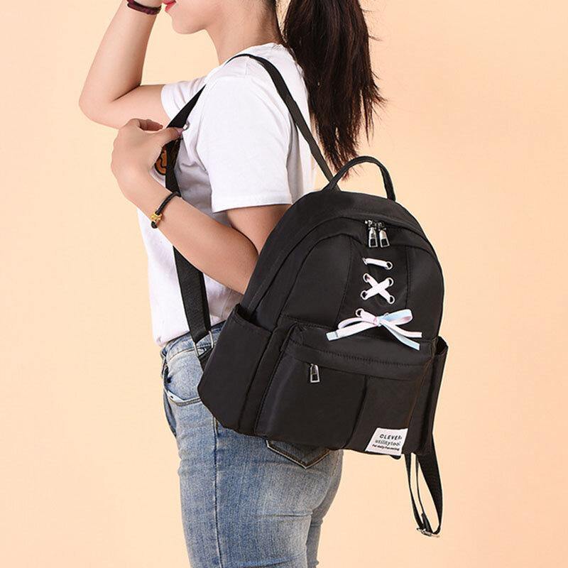 Women Waterproof Butterfly Knot Multi-pocket School Backpack - Trendha