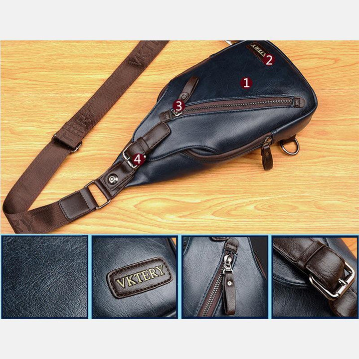 Men Faux Leather Retro Business Travel Chest Bag Crossbody Bag - Trendha