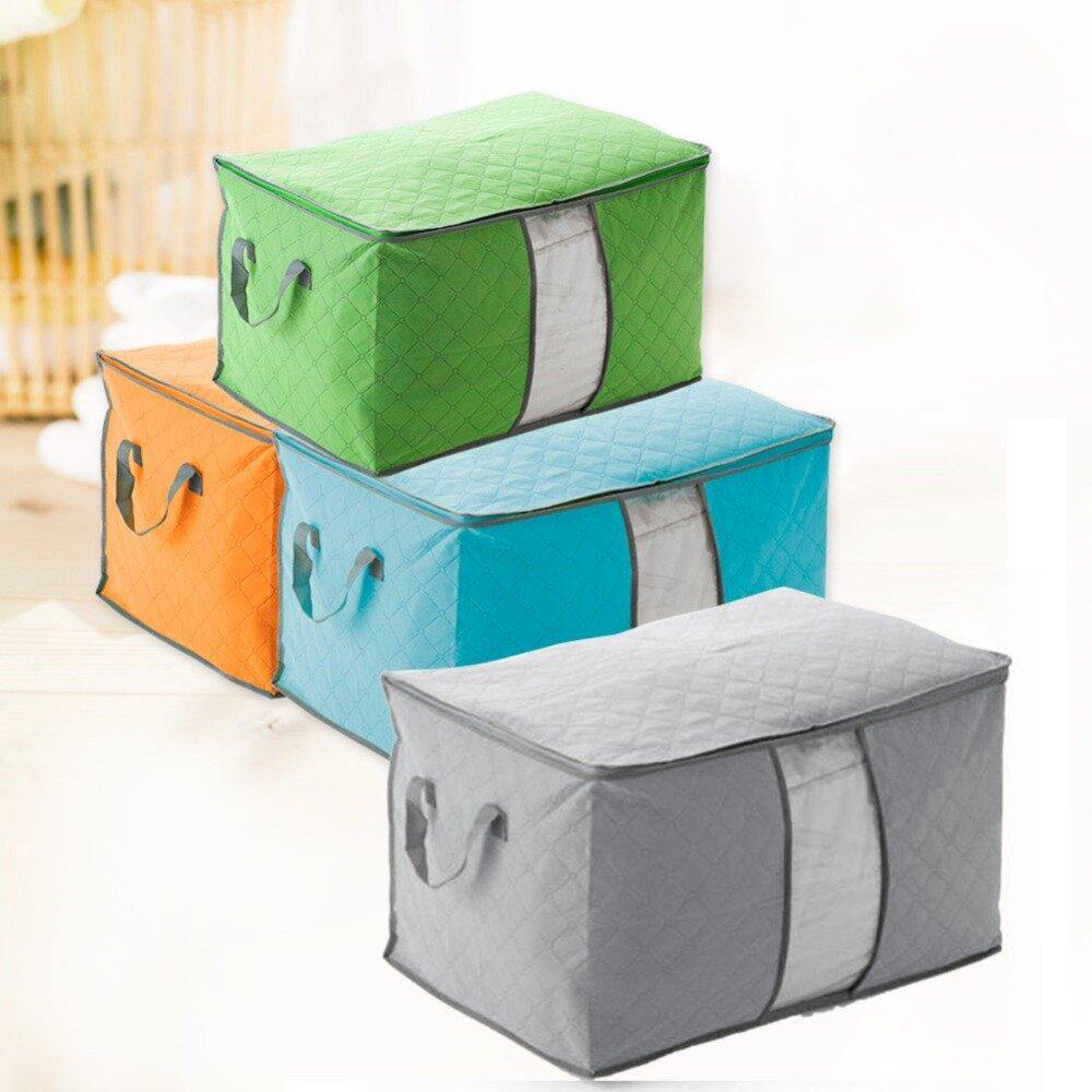 High Capacity Clothes Quilts Storage Bag Folding Organizer Bags Bamboo Portable Storage Container - Trendha