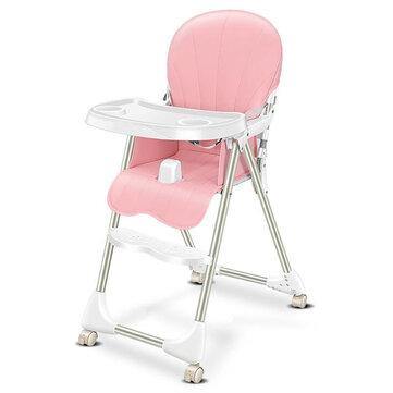Ditong Portable Folding Baby High Chair Adjustable Plate Lockable Wheels PU Seat with Environmental Protection Material Stable for Kids - Trendha