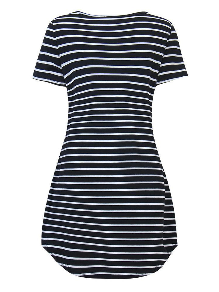 Fashion Women Stripe Short Sleeve T-shirt Dress - Trendha