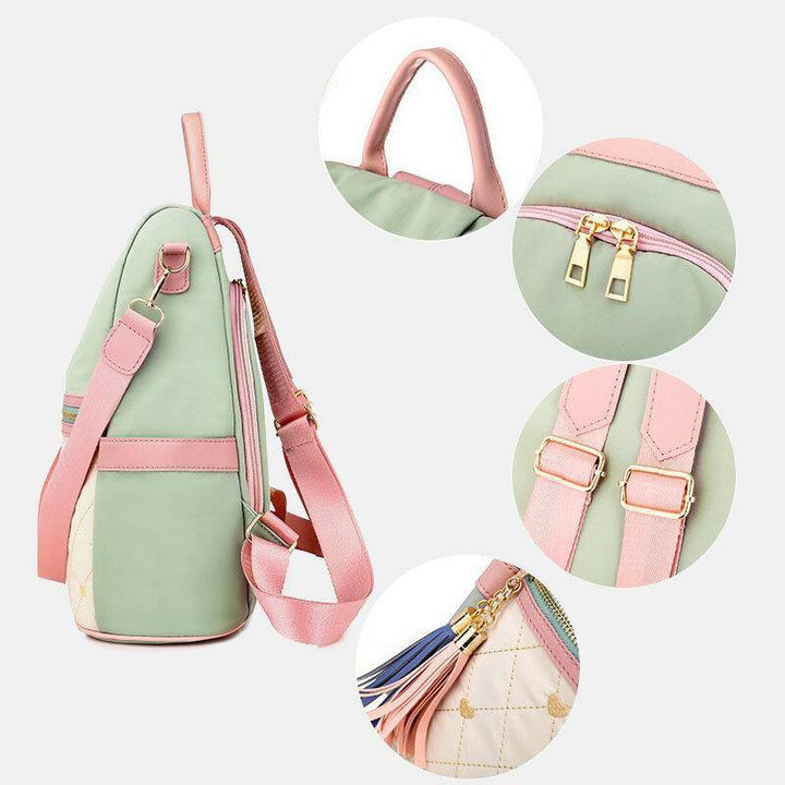 Women Patchwork Tassel Embroidery Thread Love Multi-carry Backpack - Trendha