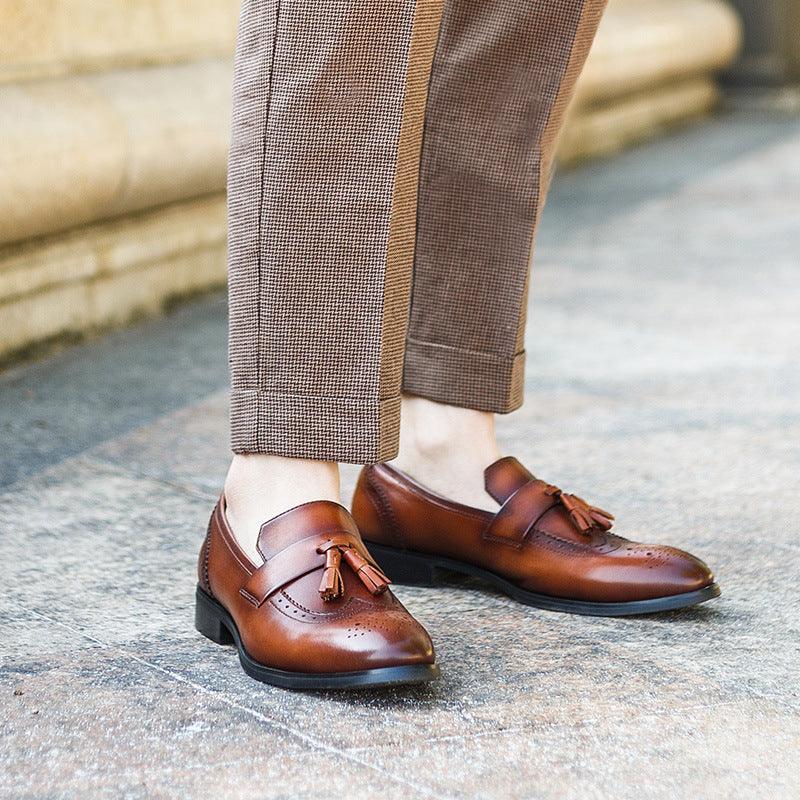 Tassel Loafers Men's Set Feet British Brogue Carved Fashion - Trendha