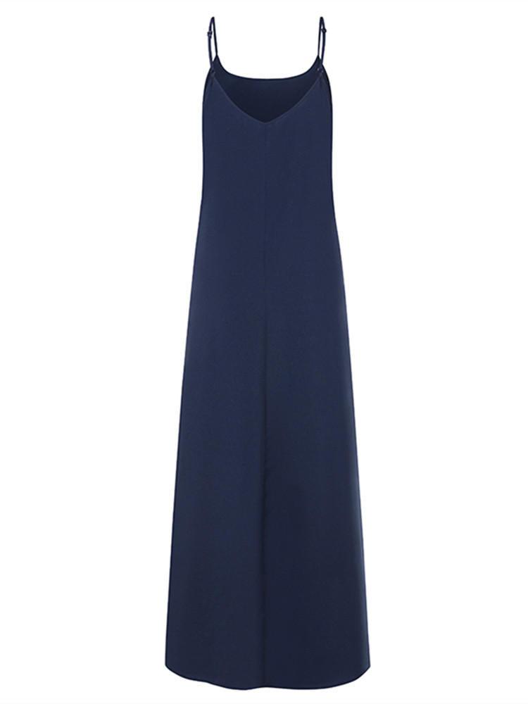 Womens Casual Sleeveless Solid Summer Long Maxi Dress - Trendha