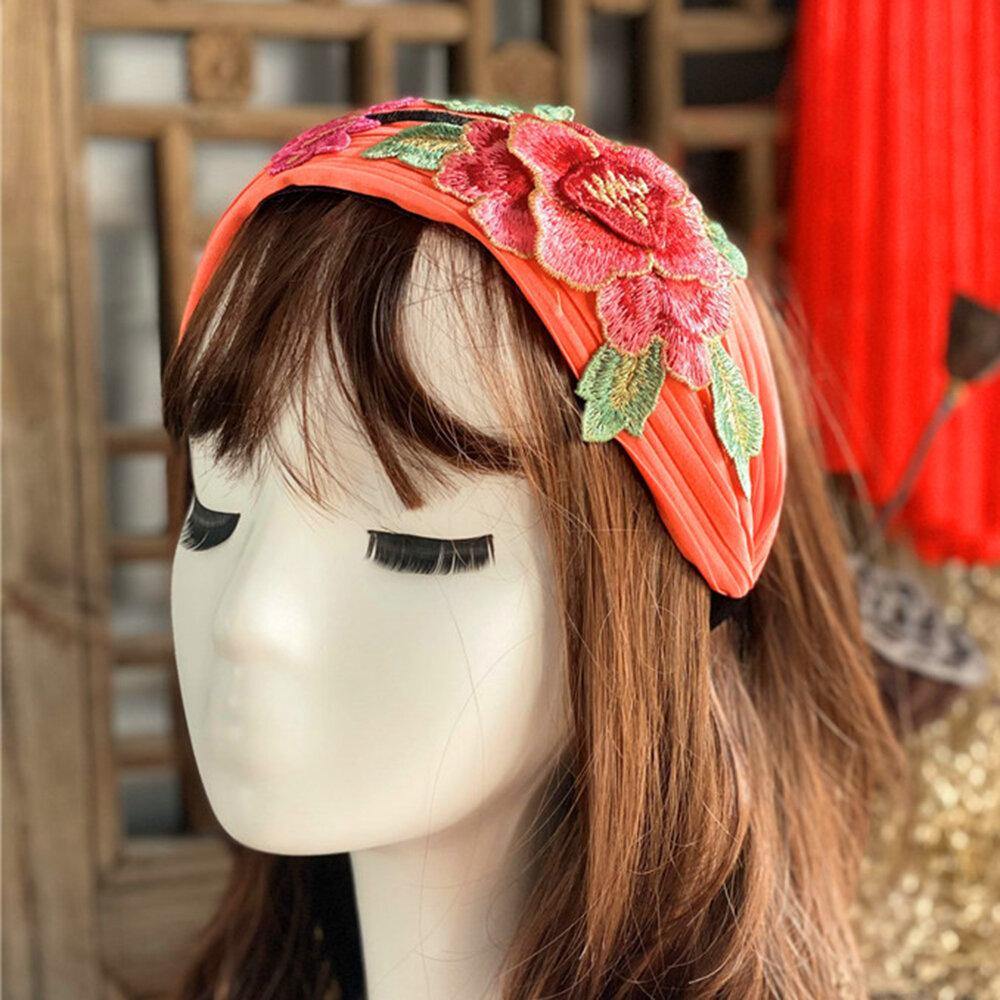 Women Embroidered Printed Headband Vintage Floral Ethnic - Trendha