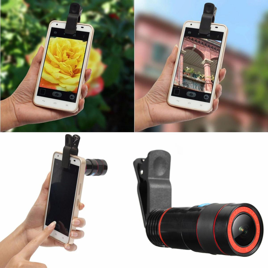 Universal 8X-12X Zoom Telescope Clip-on Camera Lens for Smartphone Tablets - Trendha