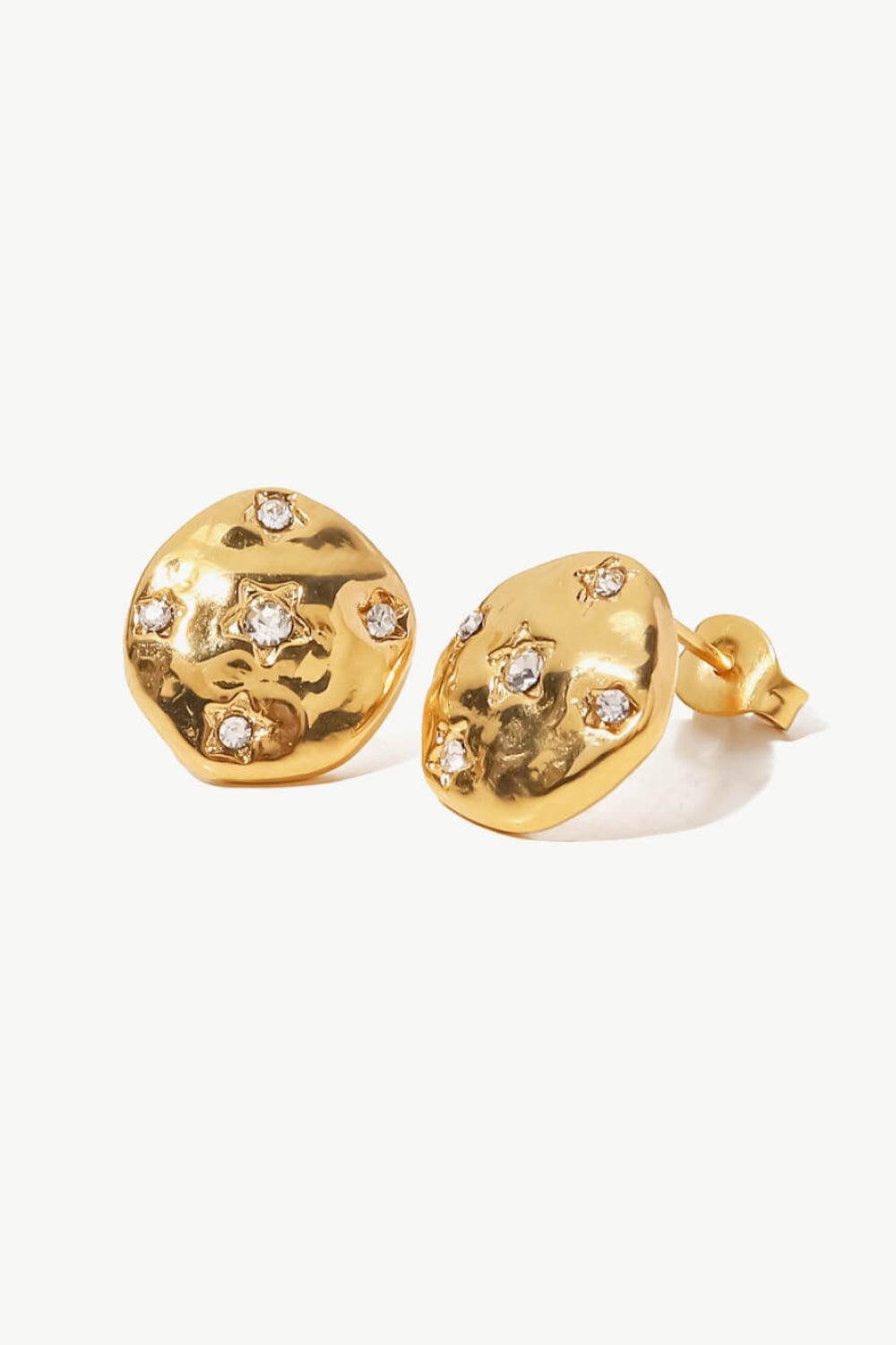 18K Gold-Plated Cubic Zirconia Stud Earrings - Trendha