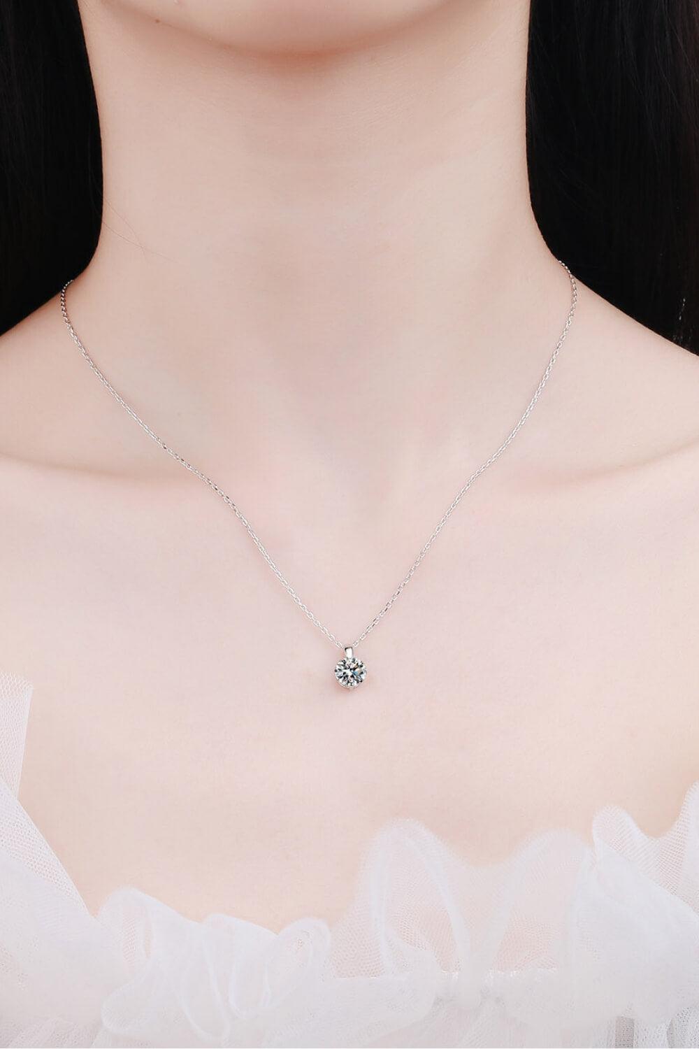 Minimalist 925 Sterling Silver Moissanite Pendant Necklace - Trendha