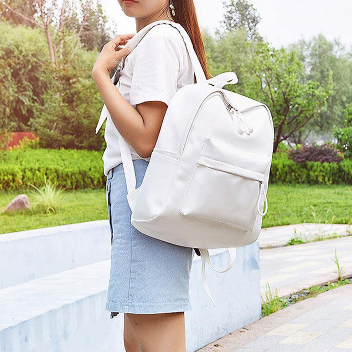Women PU Leather Waterproof Large Capacity Solid Casual Backpack - Trendha