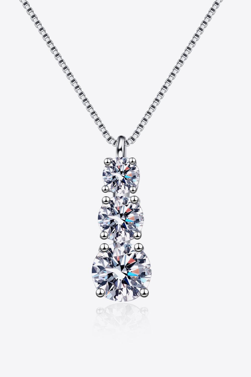 Moissanite Triple-Pendant Necklace - Trendha