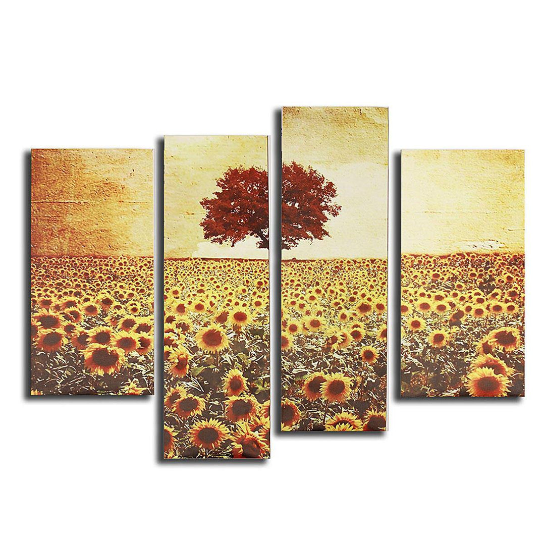 4PCS Frameless Oil Painting Sunflower Canvas Modern Wall Art Home Decoration Paper Art - Trendha
