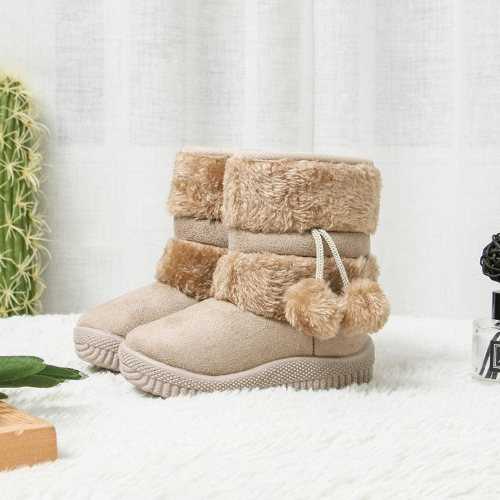 Kid's Fur Pom Pom Winter Boots - Trendha
