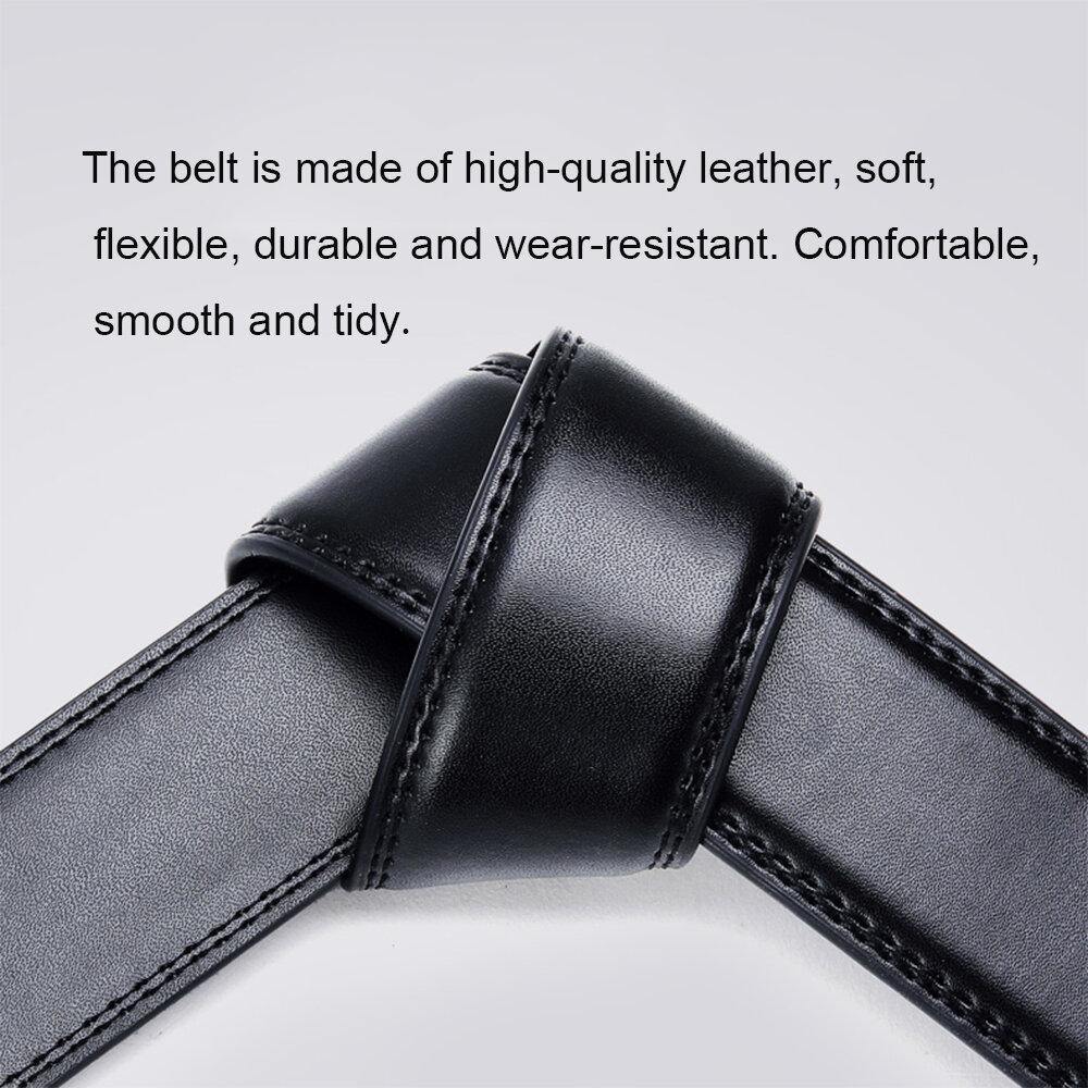 Men's Leather 110/115/120/125CM Ratchet Dress Belt With Automatic Buckle Business Jeans Suits Cowhide Belt - Trendha