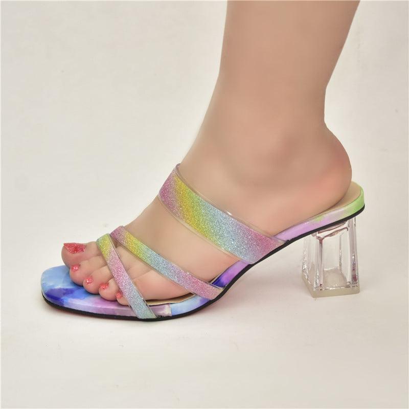 Women's Summer Wear Slippers Thick-heeled Mid-heel Sandals - Trendha
