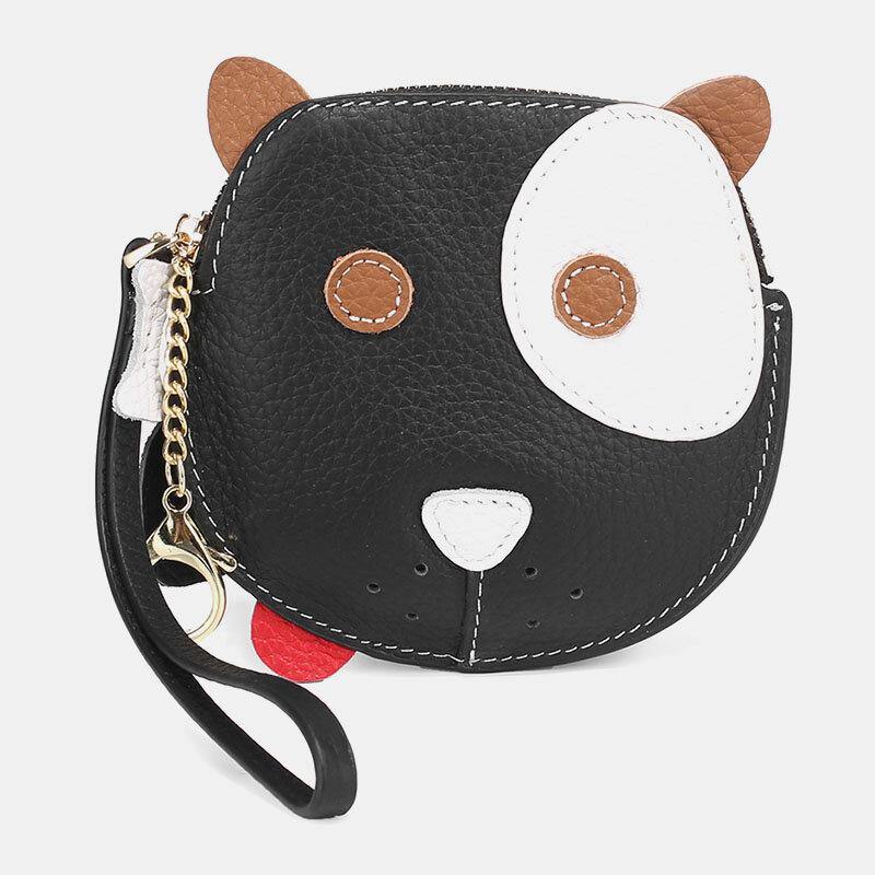 Women Genuine Leather Cowhide Cute Cartoon Dog Pattern Small Storage Bag Coin Bag - Trendha