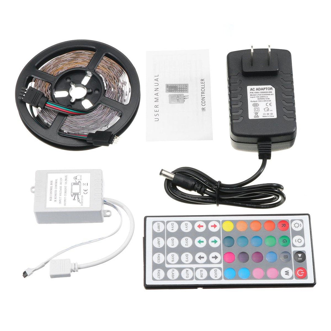5M RGB 3528SMD Not-waterproof LED Strip Lights + 44 Keys Remote Control US EU Power DC12V - Trendha