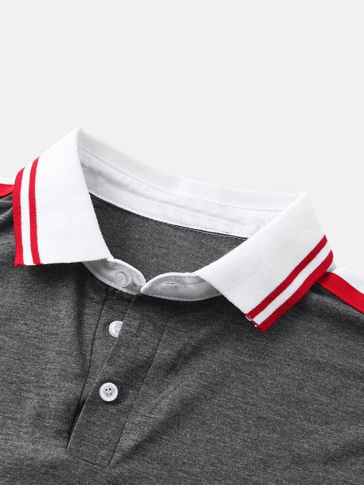 Mens Plain Casual Short Sleeves Golf Shirt With Contrast Ribbed Trims - Trendha